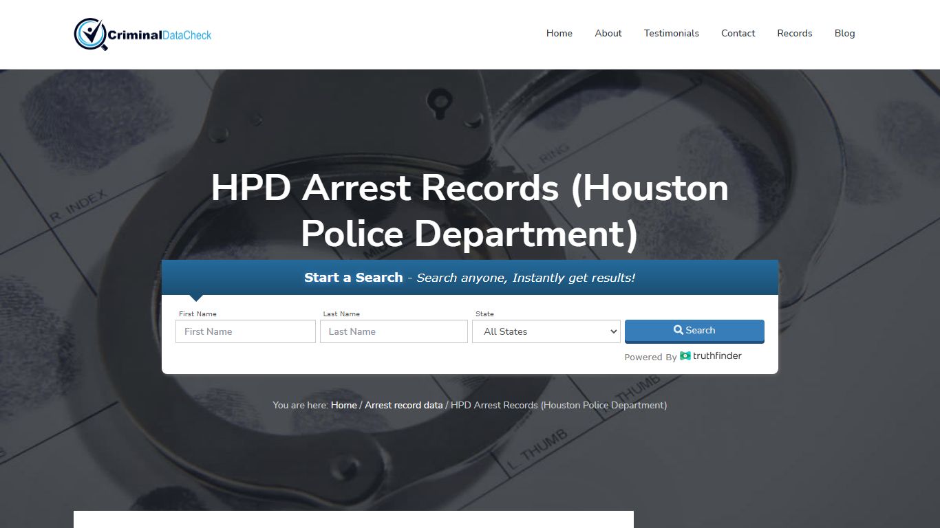HPD Arrest Records (Houston Police Department) - Criminal Data Check